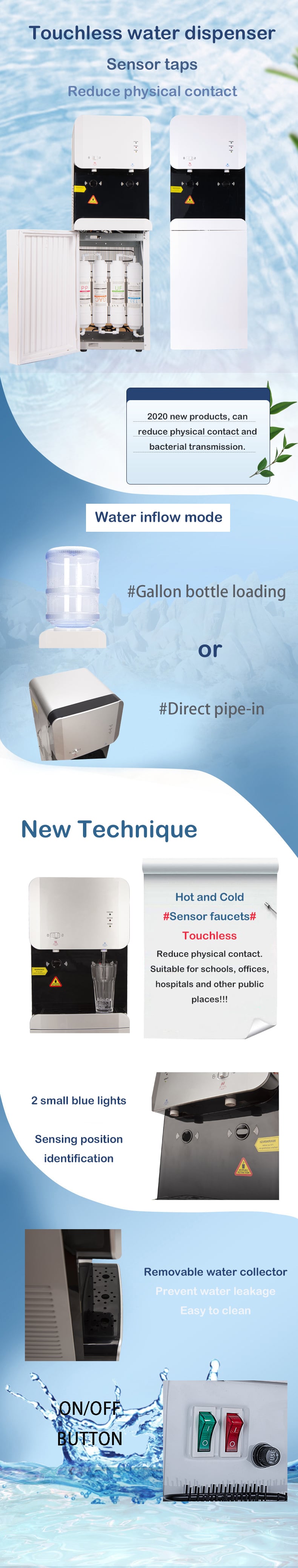smart hot cold sensor taps touchless pipeline standing water dispenser with 4 filter system details