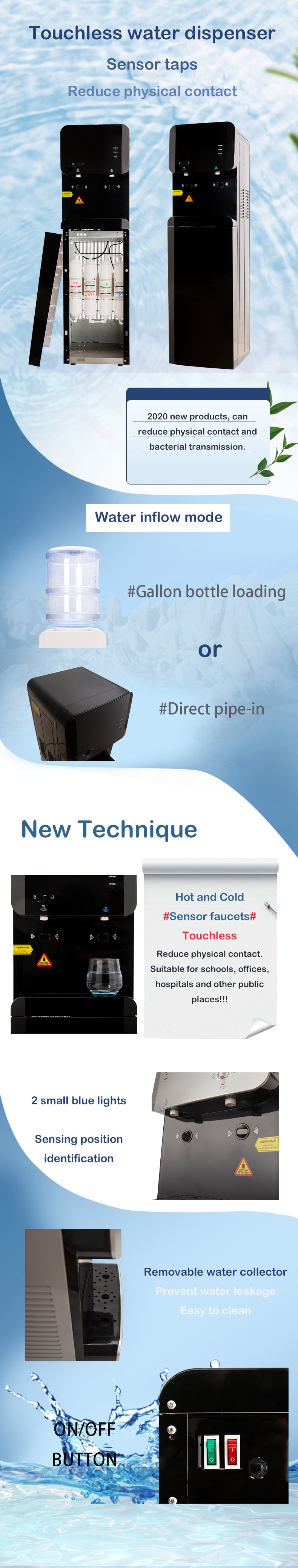 control smart plastic contactless water dispenser hot and cold with compressor water dispenser with filter system details