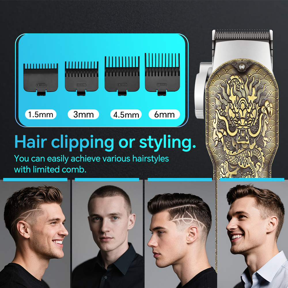 product professional rechargeable electric hair for clipper with adjustable stainless steel blade household use pusher-10