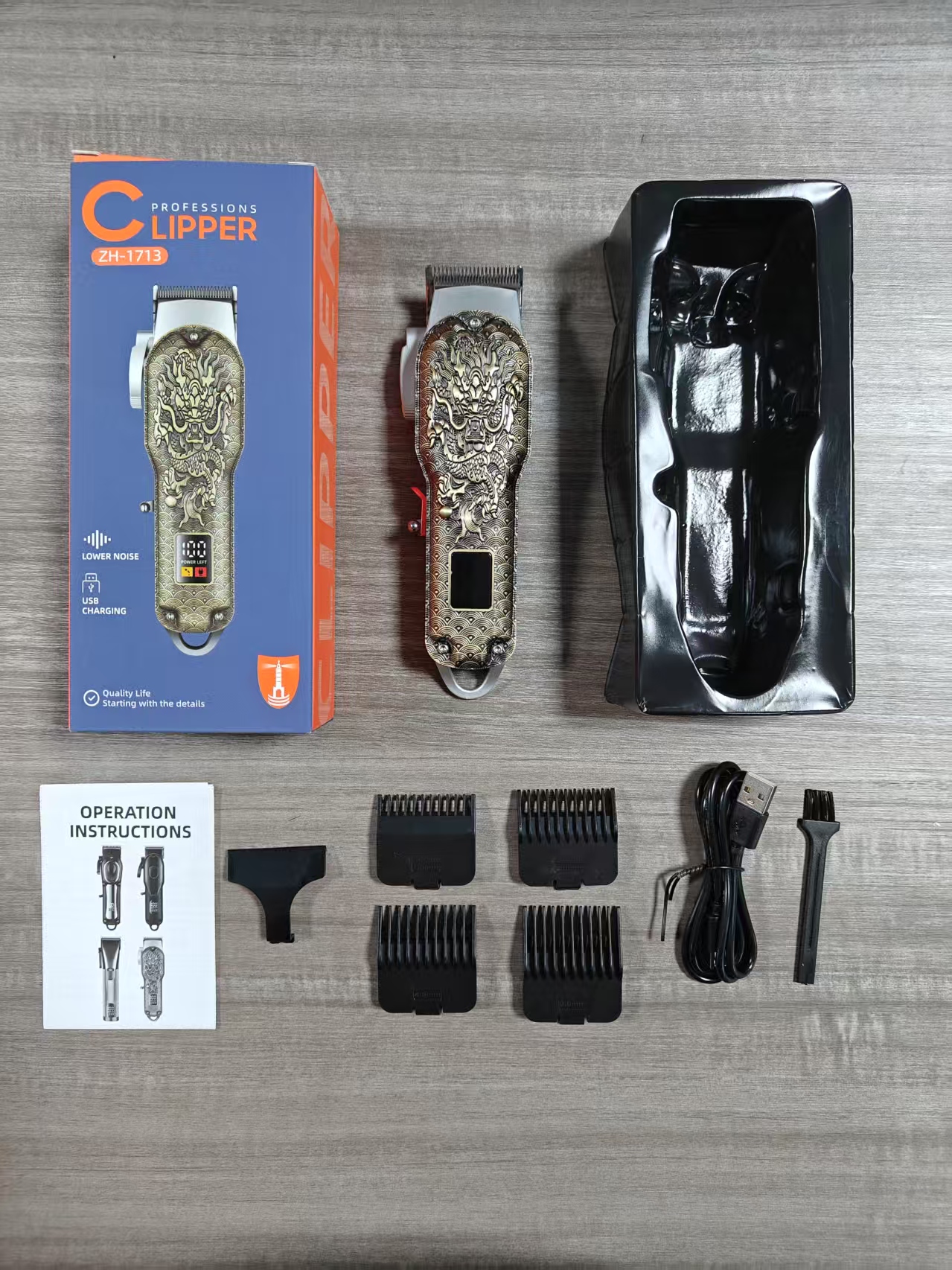 product professional rechargeable electric hair for clipper with adjustable stainless steel blade household use pusher-8