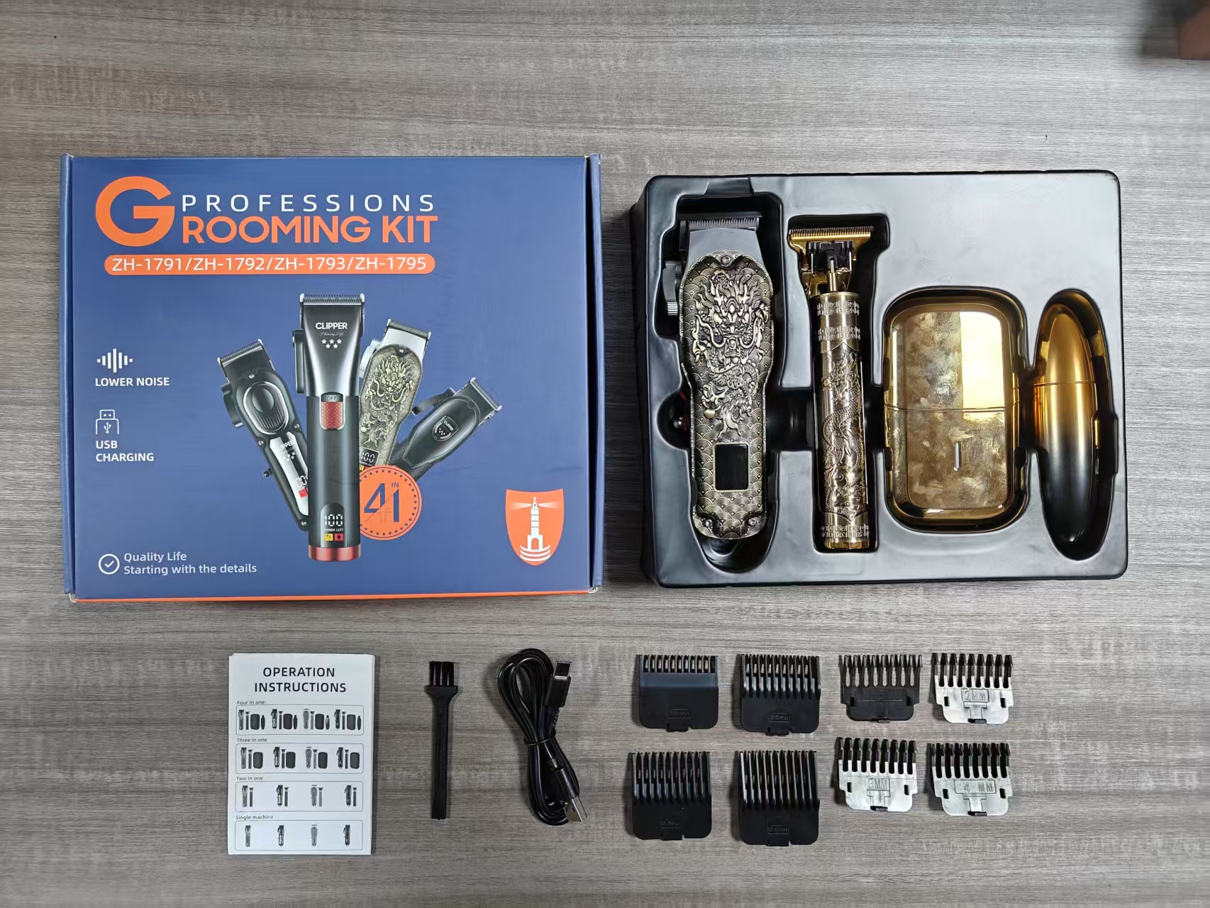 product rechargeable electric hair for clipper set new model barber hair cut machine led display stainless steel for household hotel use-8