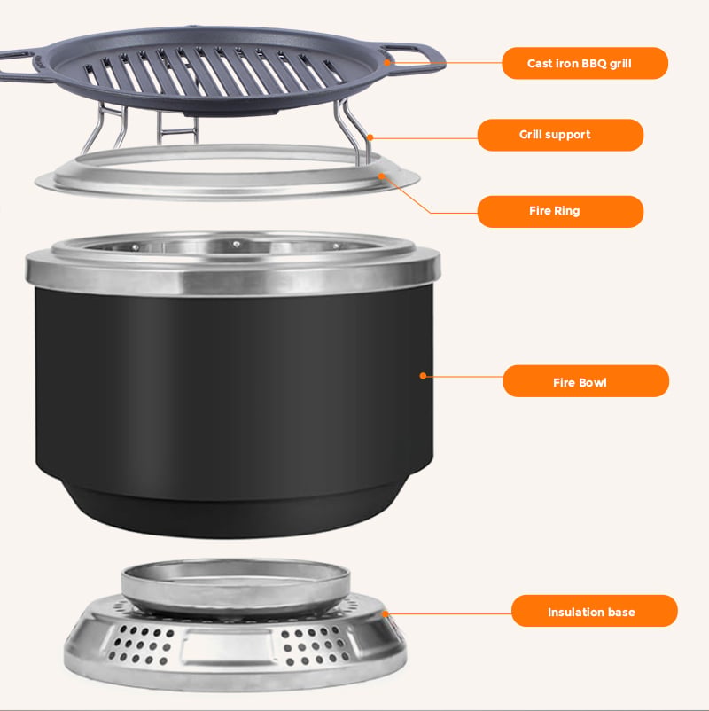 Home Smokeless Outdoor Stove for Wood Fires Portable Brazier Easy Clean Bonfire with Removable Ash Pan Barbecue Stoves details