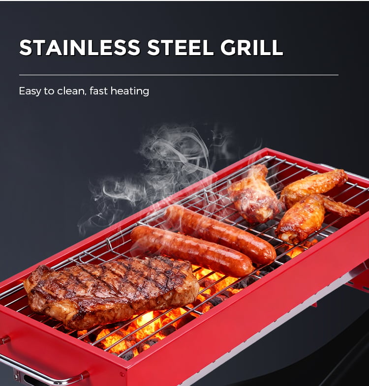product hot selling foldable portable stainless steel charcoal grill for outdoor charcoal barbecue grill for picnics and hiking-3
