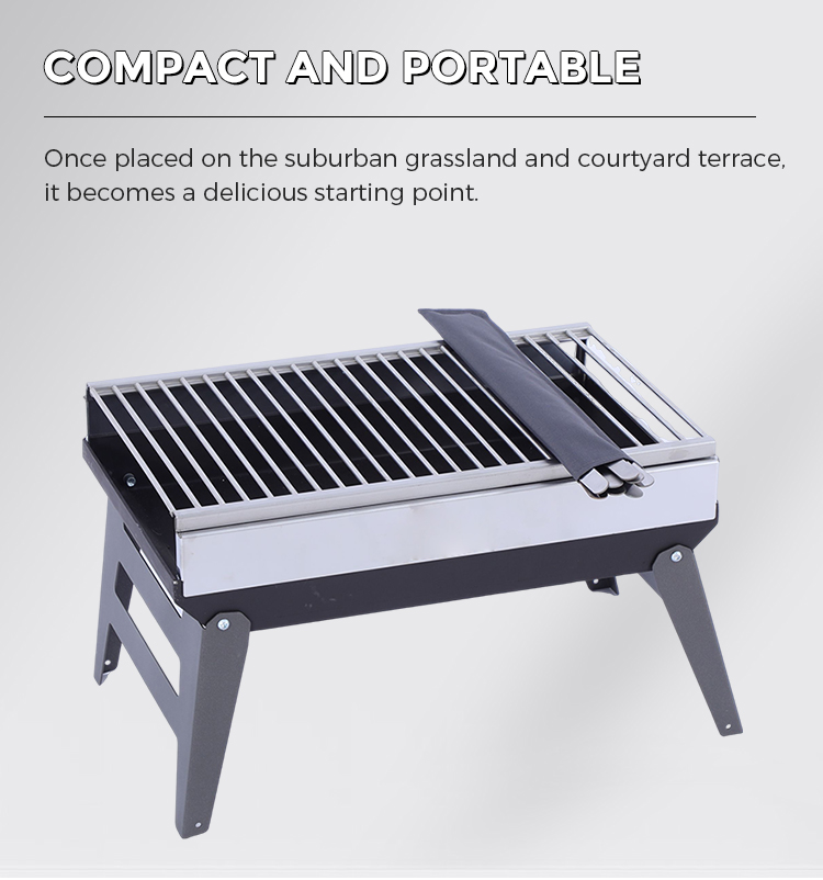 Foldable BBQ Charcoal Grill Barbecue Grill Smoker Grill for Outdoor Cooking Camping Hiking Picnics details