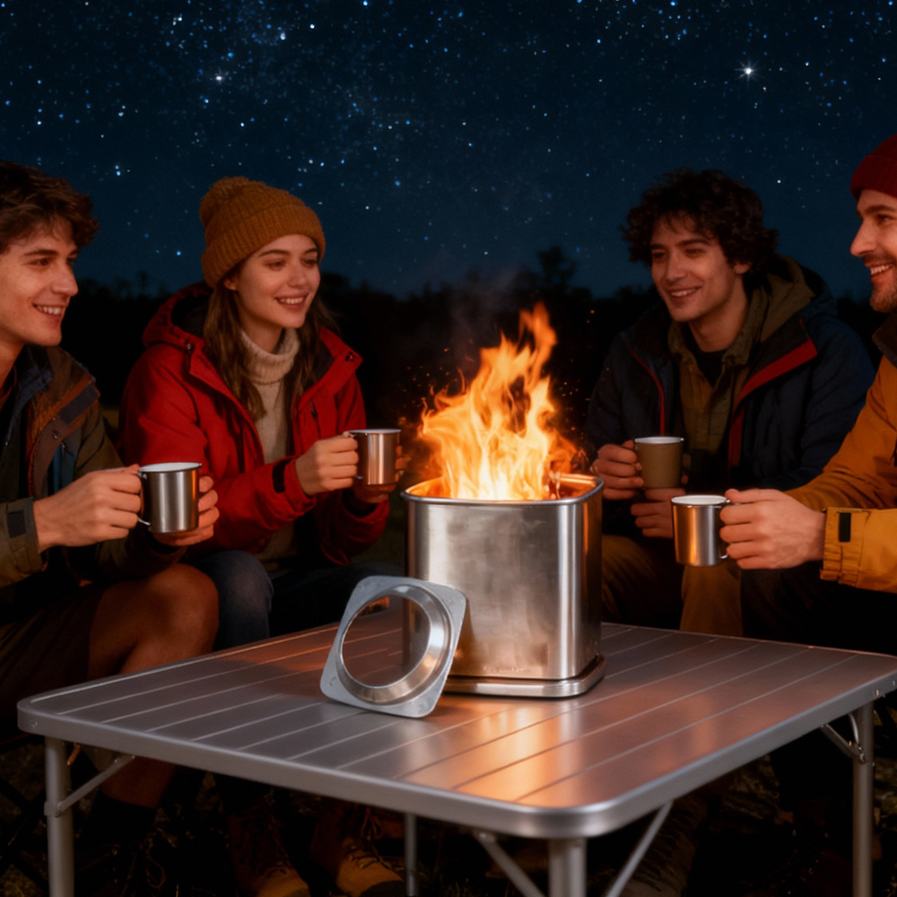 Robust Stainless Steel Tabletop Smokeless Fire Pit for Safe and Enjoyable Camping Trips manufacture
