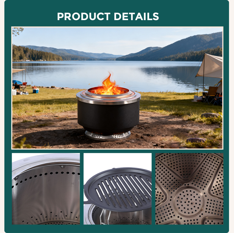 Home Smokeless Outdoor Stove for Wood Fires Portable Brazier Easy Clean Bonfire with Removable Ash Pan Barbecue Stoves factory