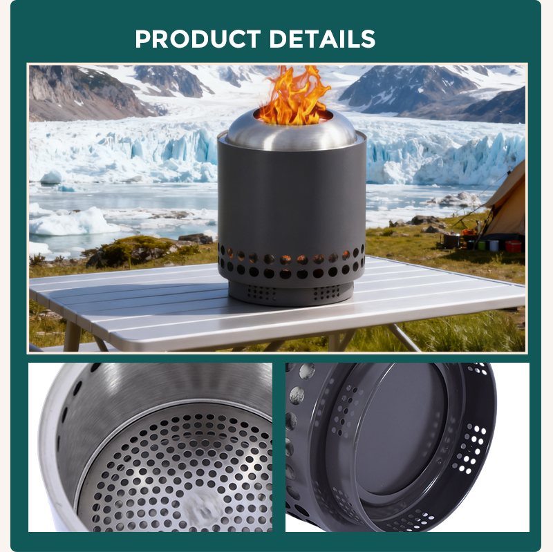 Outdoor Travel SUS Stove Tabletop Fire Pit Table Top Firepit Stainless Steel with Heat Insulation Base supplier