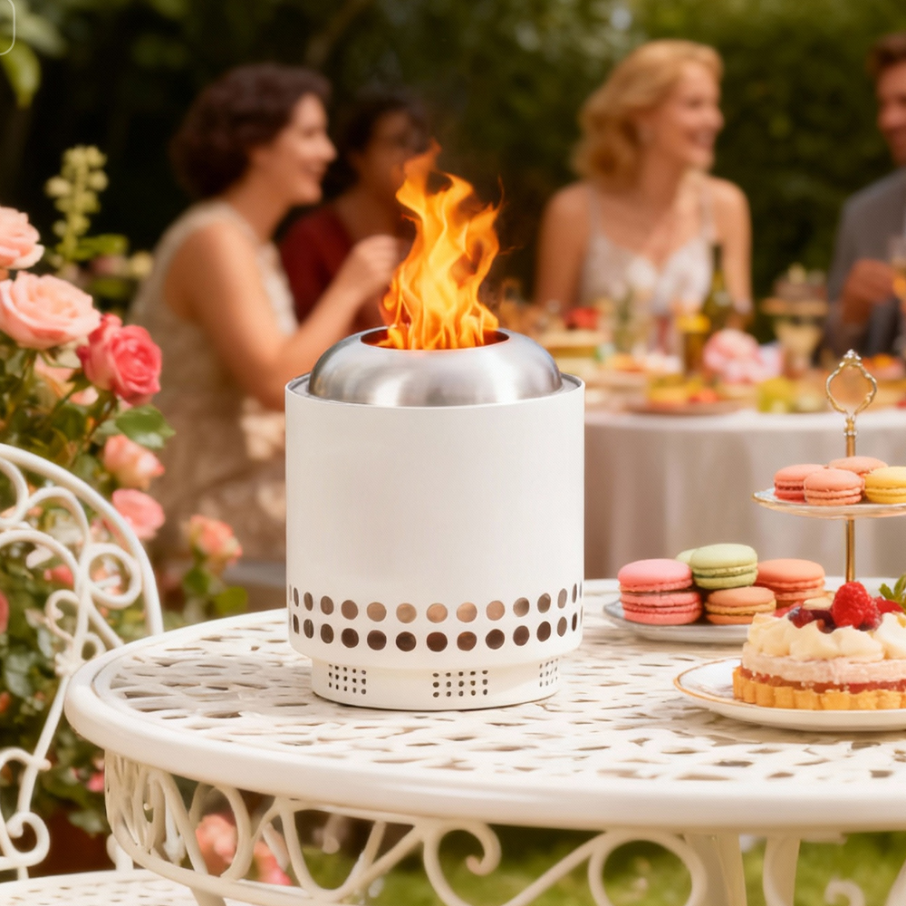 Outdoor Travel SUS Stove Tabletop Fire Pit Table Top Firepit Stainless Steel with Heat Insulation Base supplier