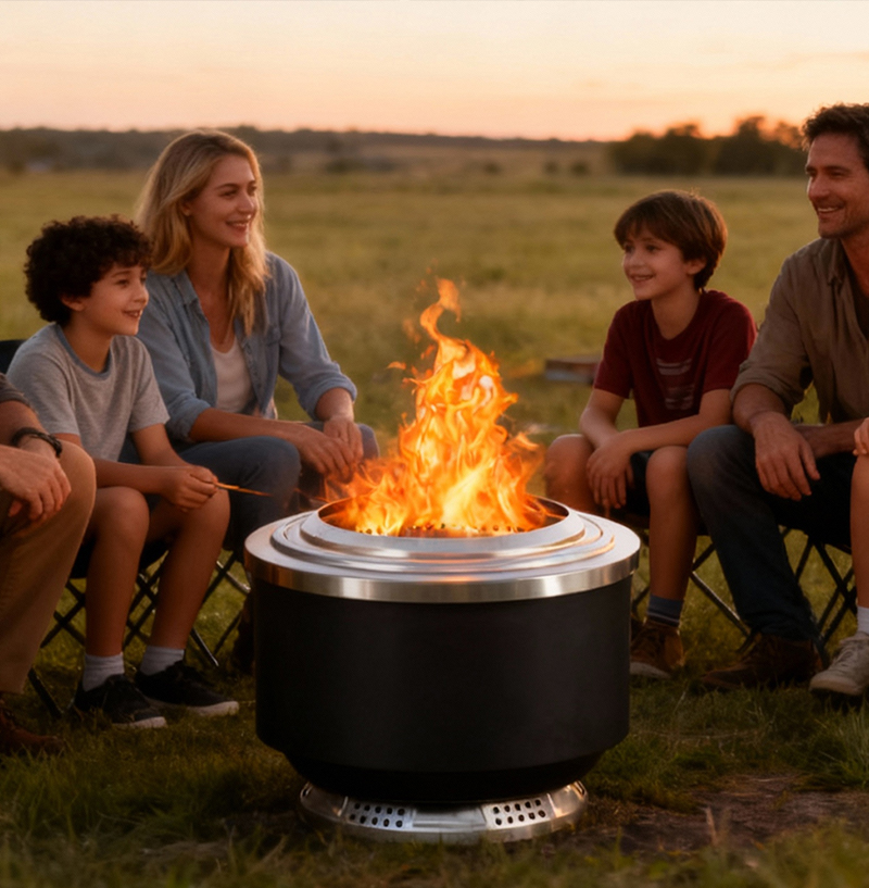 24-Inch Stainless Steel Outdoor Firepit with Low Smoke for Camping & Backyards factory