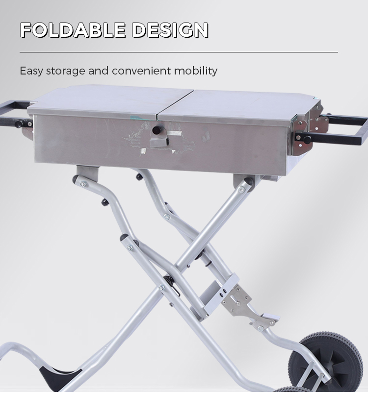 Wholesale Portable Stainless Steel Charcoal Bbq Grill with Side Stand for Outdoor Kitchen Camping factory