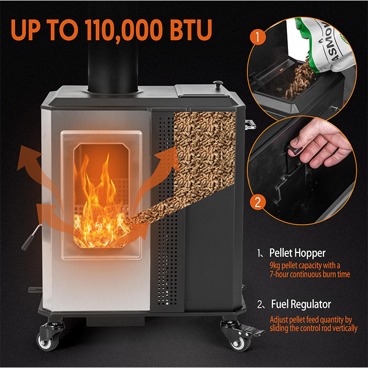 Outdoor Camping Portable Stainless Steel Outdoor Granular Heater Wood Burning Heater manufacture