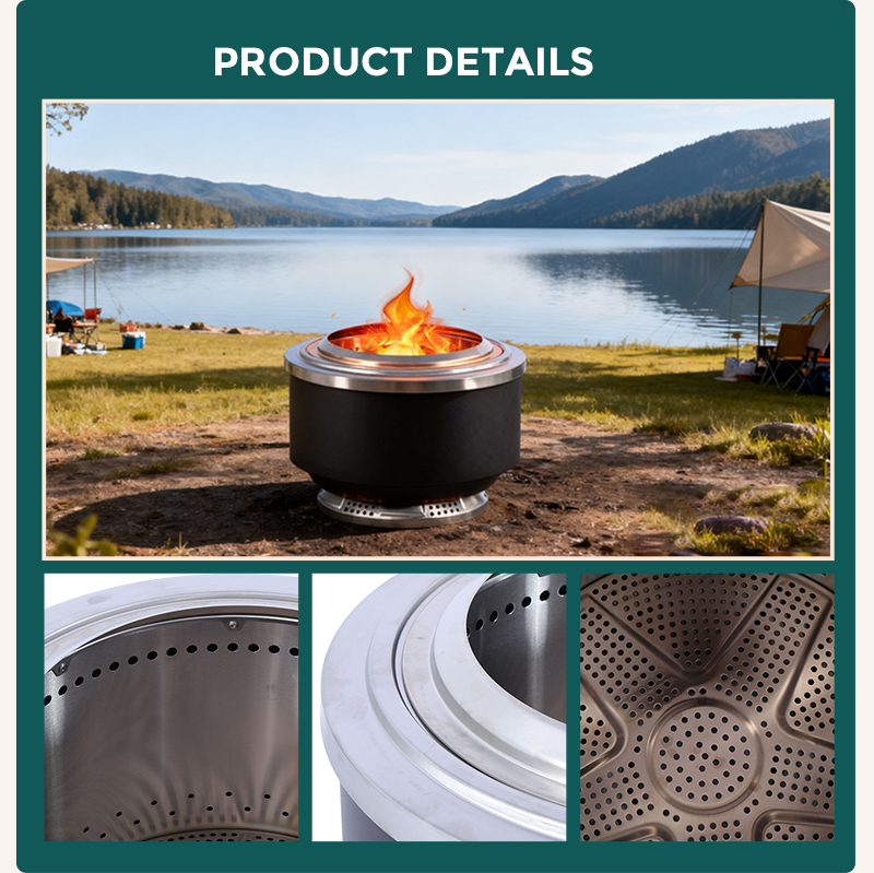 24-Inch Stainless Steel Outdoor Firepit with Low Smoke for Camping & Backyards supplier