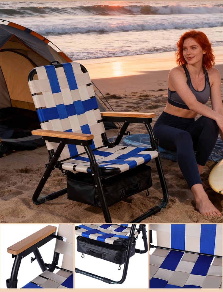 High Quality Lightweight Aluminum Folding Chair for Beach Garden Portable Outdoor Lawn Leisure Webbing Seat Foldable Camp Chair details