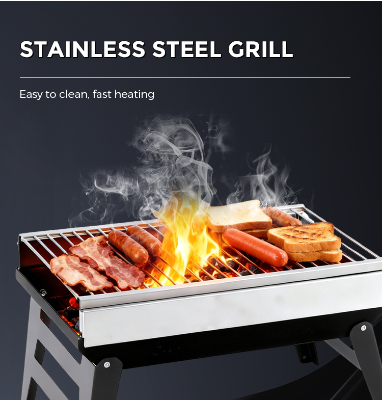 Foldable BBQ Charcoal Grill Barbecue Grill Smoker Grill for Outdoor Cooking Camping Hiking Picnics factory