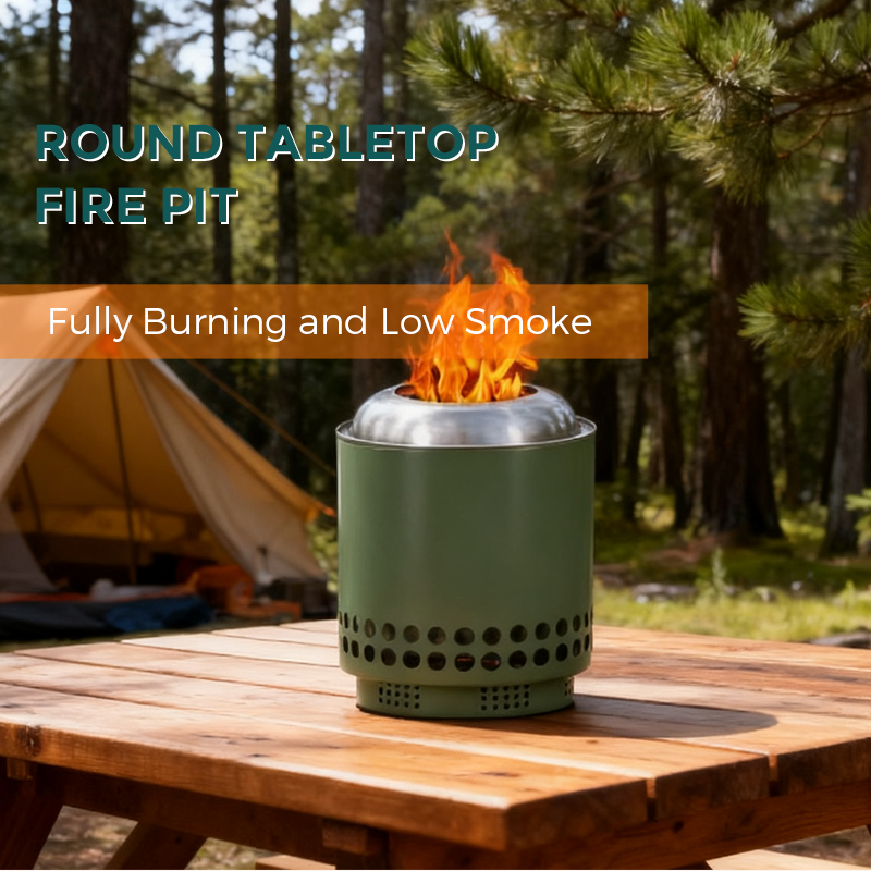 Outdoor Travel SUS Stove Tabletop Fire Pit Table Top Firepit Stainless Steel with Heat Insulation Base details