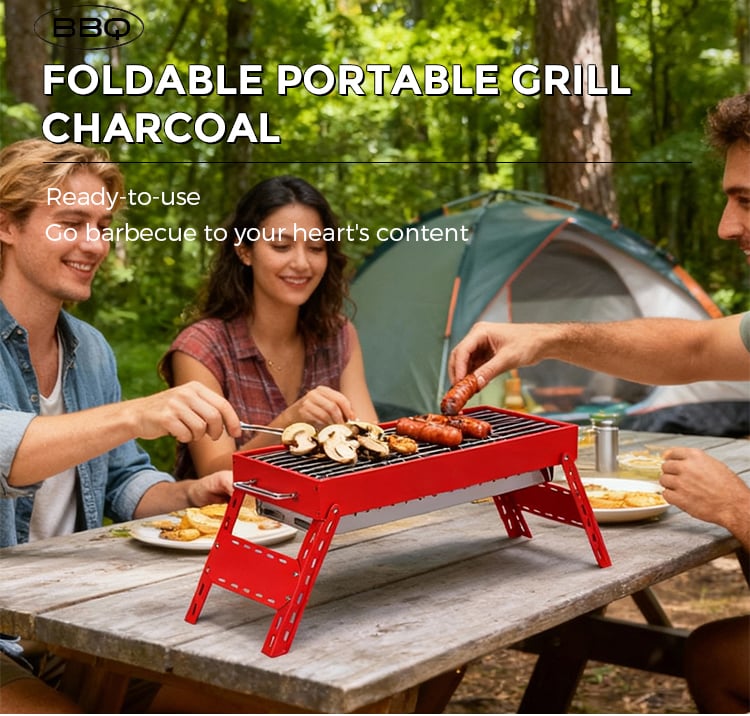 product hot selling foldable portable stainless steel charcoal grill for outdoor charcoal barbecue grill for picnics and hiking-1