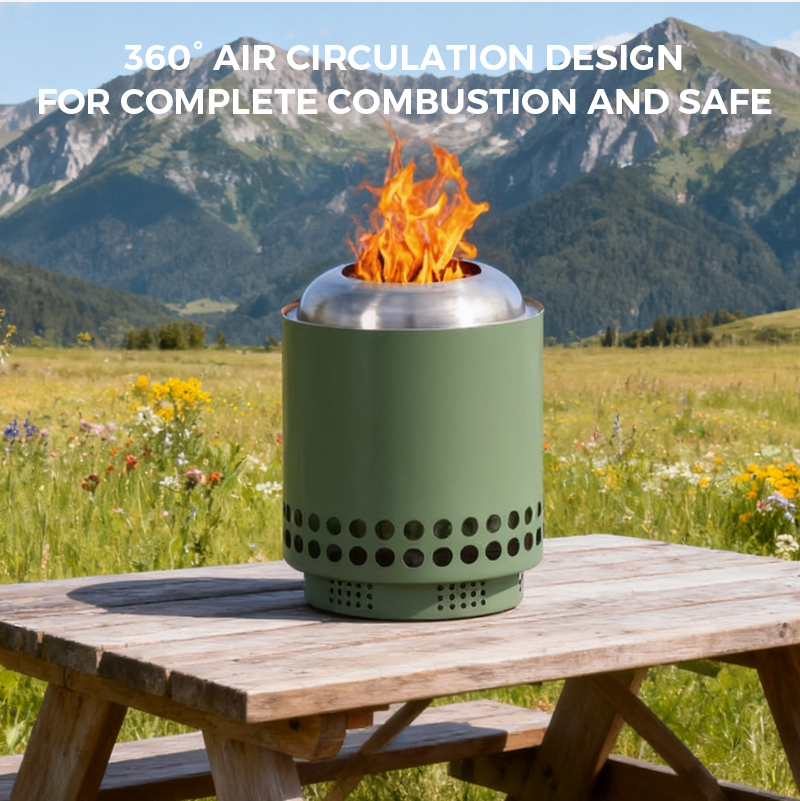 Outdoor Travel SUS Stove Tabletop Fire Pit Table Top Firepit Stainless Steel with Heat Insulation Base manufacture