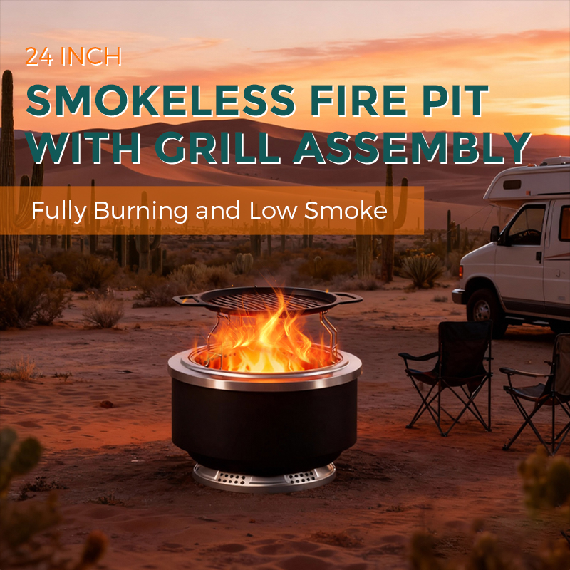 Home Smokeless Outdoor Stove for Wood Fires Portable Brazier Easy Clean Bonfire with Removable Ash Pan Barbecue Stoves factory