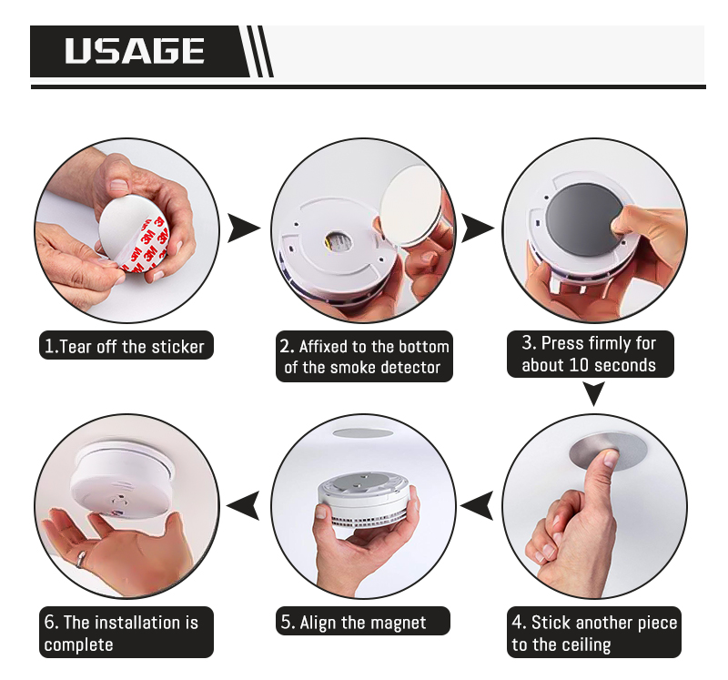 Dia.70mm Convenient operation Wireless smoke detector magnetic holder details