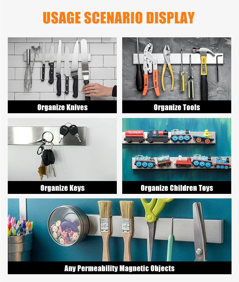 Wholesale Polished Tool Holder Stainless Steel Magnetic Knife Bar for Wall manufacture