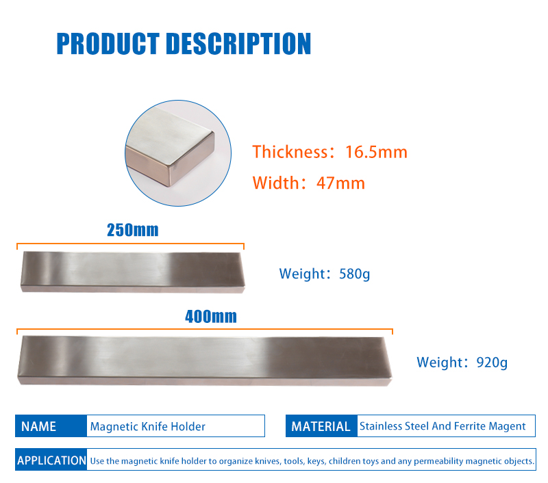 Wholesale Polished Tool Holder Stainless Steel Magnetic Knife Bar for Wall details