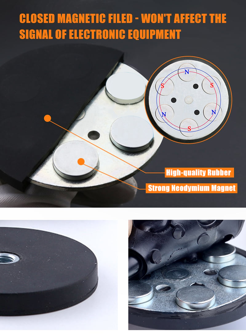 Dia.50mm 2 inch 25lbs Industrial Neodymium Rubber Coated Gun Magnets factory