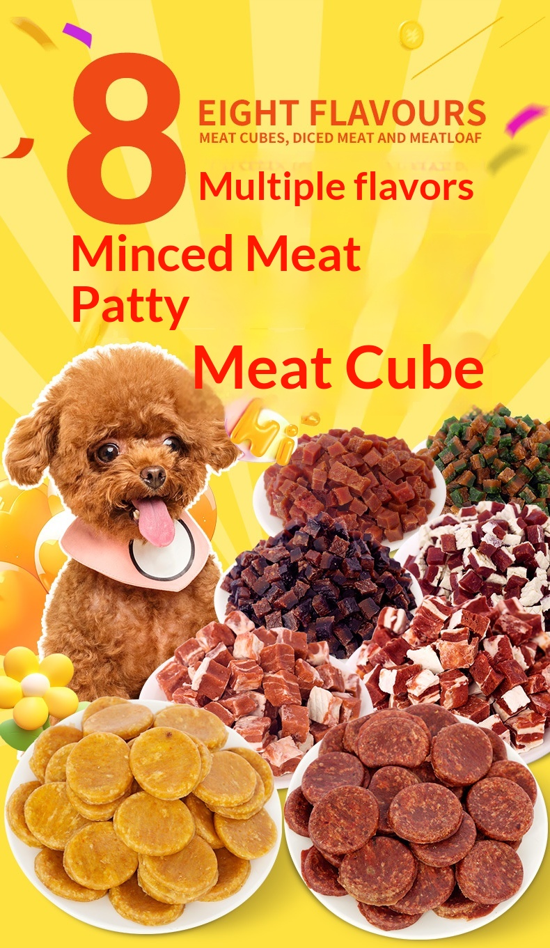 Factory Direct Pet Dog Snacks Beef Pellet Meat Cube Chicken Beef Wafer Cheese Small Packaging supplier