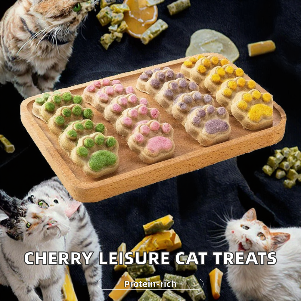 Cherry Leisure Eco-friendly Freeze-Dried Cat Treats Claw Biscuits Kitten Nutrition Vitamins Premium High-protein Large Pet Food details