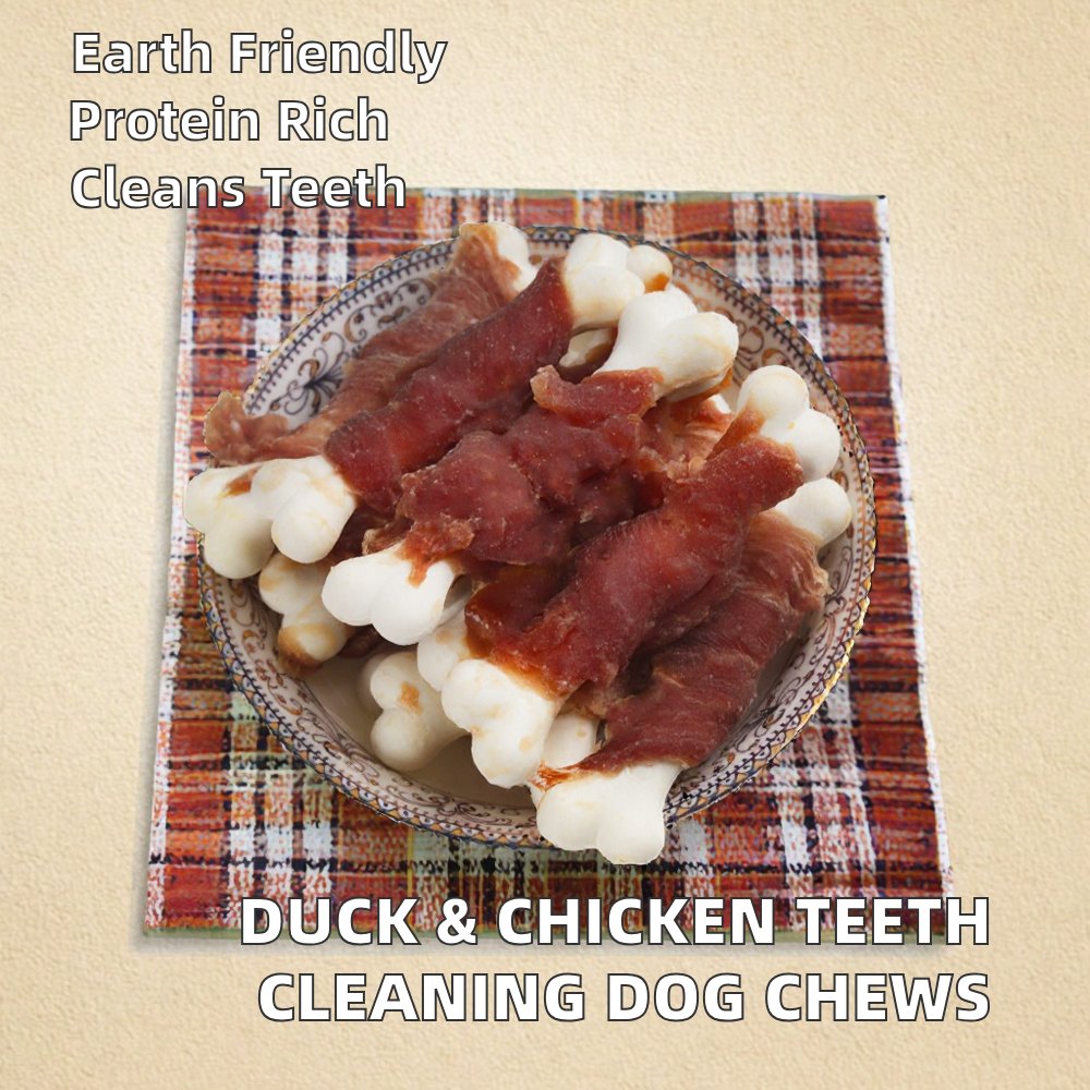 Duck and Chicken Wrap Eco-friendly High-Protein Dog Treats with Calcium Bone Teeth Cleaning Chew Sticks Natural Meat Snacks factory