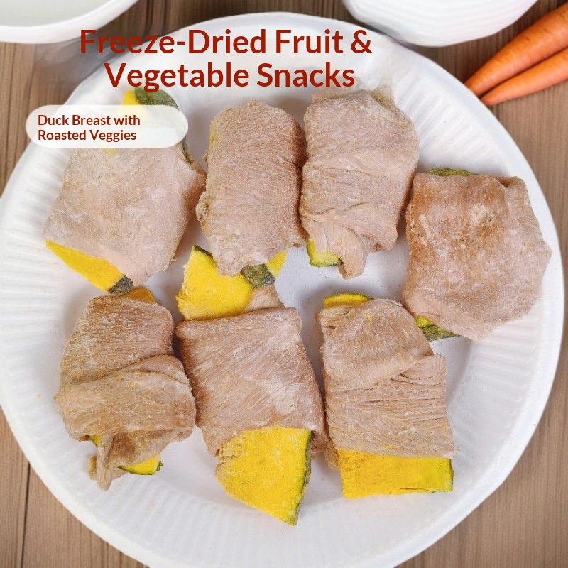Freeze-Dried Duck Meat & Vegetables Pet Snacks for Cats and Dogs-Teething & Training Mix factory