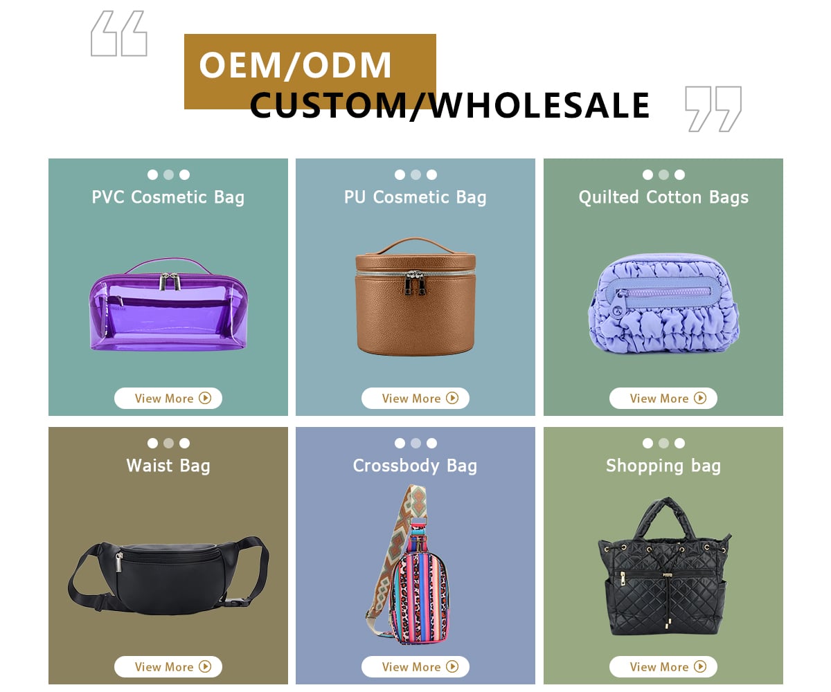 Women's Quilted Cotton Cosmetic Vanity Bag with Zipper Custom Logo Soft Travel Toiletry Makeup Case for Storage manufacture