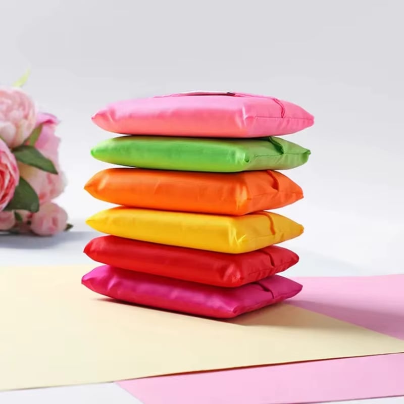 Lightweight Grocery Bags Polyester Fabric Bulk Colorful Foldable Machine Washable Reusable Shopping Bags with Pouch Foldable supplier
