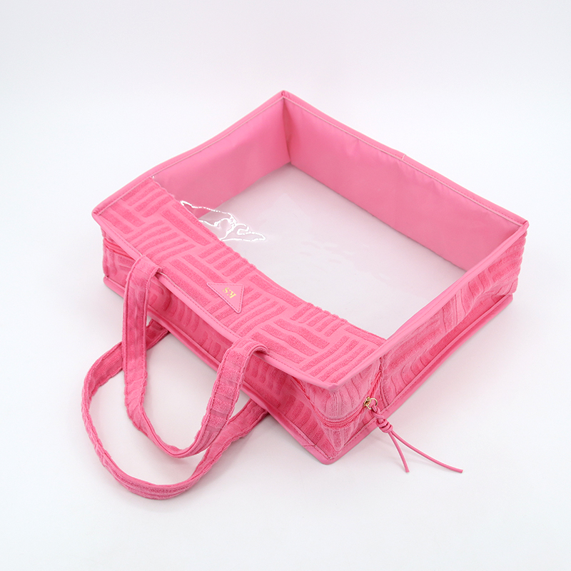 Fashion Hot pink Customizable logo Printing Reusable Grocery Bucket Shopping Bag Waterproof PVC clear Vinyl Women's Tote Bag details