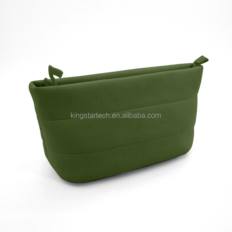 High Quality Premium Custom Logo Pink Quilted Neoprene Cosmetic Bags, Waterproof Toiletry Bag supplier