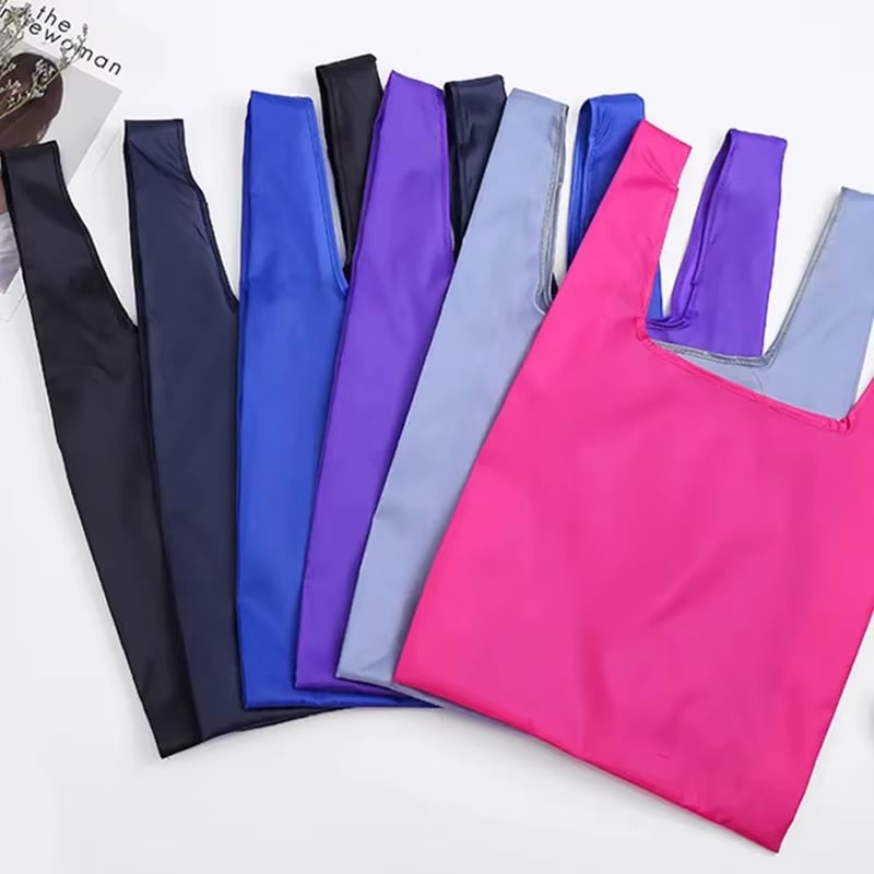 Lightweight Grocery Bags Polyester Fabric Bulk Colorful Foldable Machine Washable Reusable Shopping Bags with Pouch Foldable manufacture
