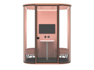 Sa loob ng isang modernong phone booth pod sa opisina