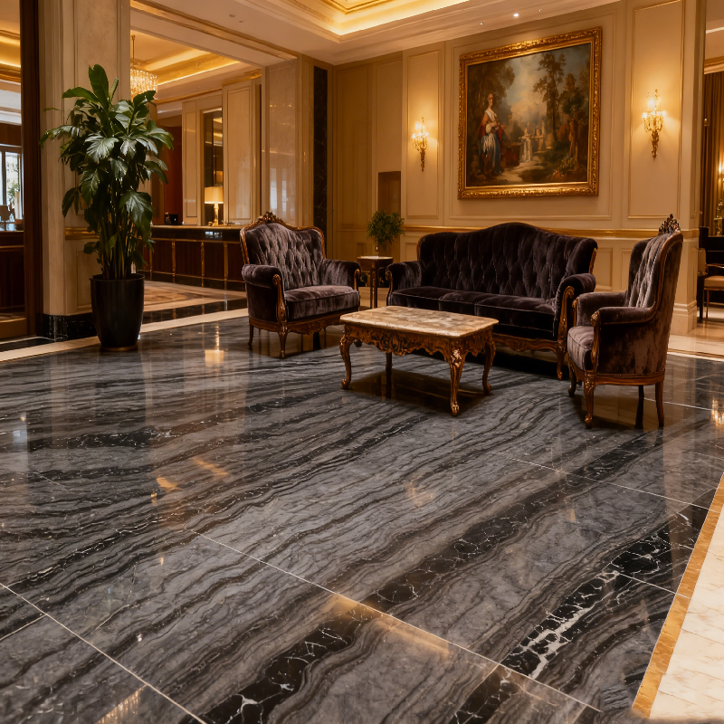 product natural stone antique wood grain marble modern polished waterproof floor tiles 1 year warranty for indoor apartment villa use-5