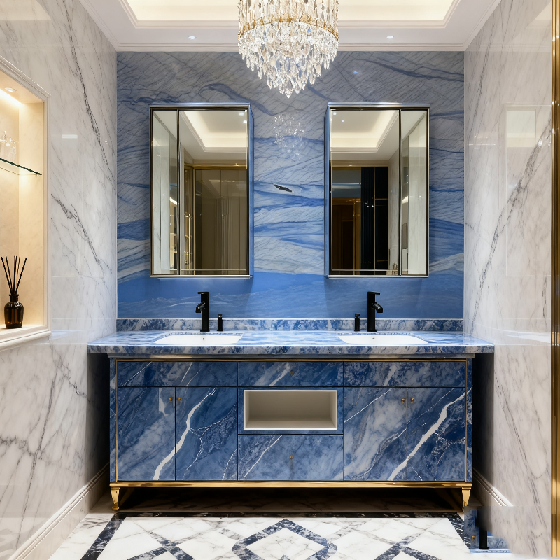 product modern natural stone azul macaubas low marble sink for hotel villa washroom bathroom water resistant eco friendly customizable-2