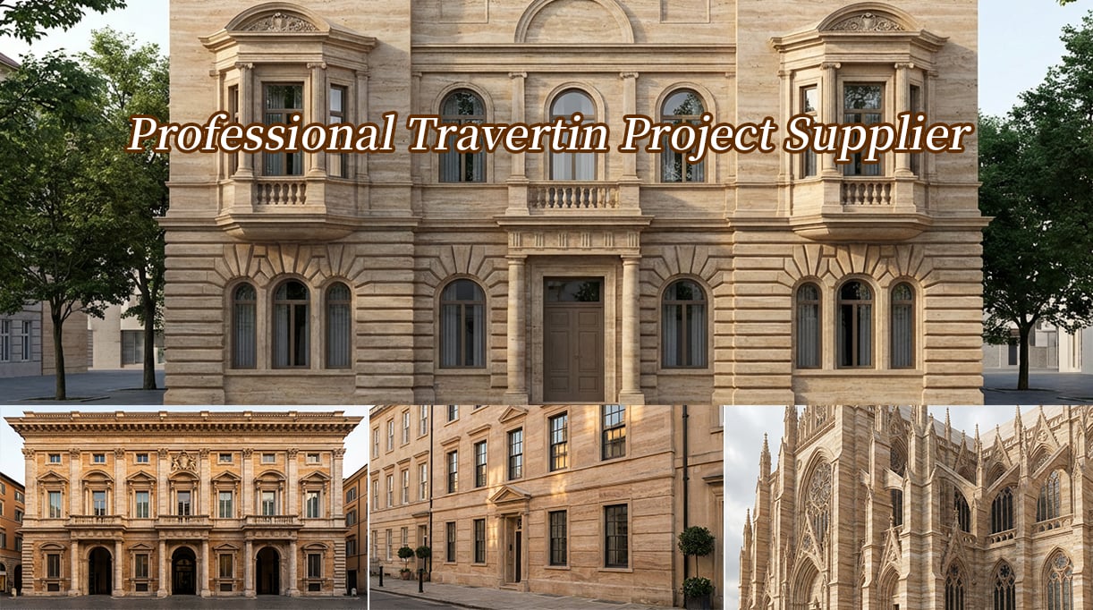 product paia cream beige travertine exterior wall cladding natural vein cut stone panels for ventilated facade  dry hanging installation-0