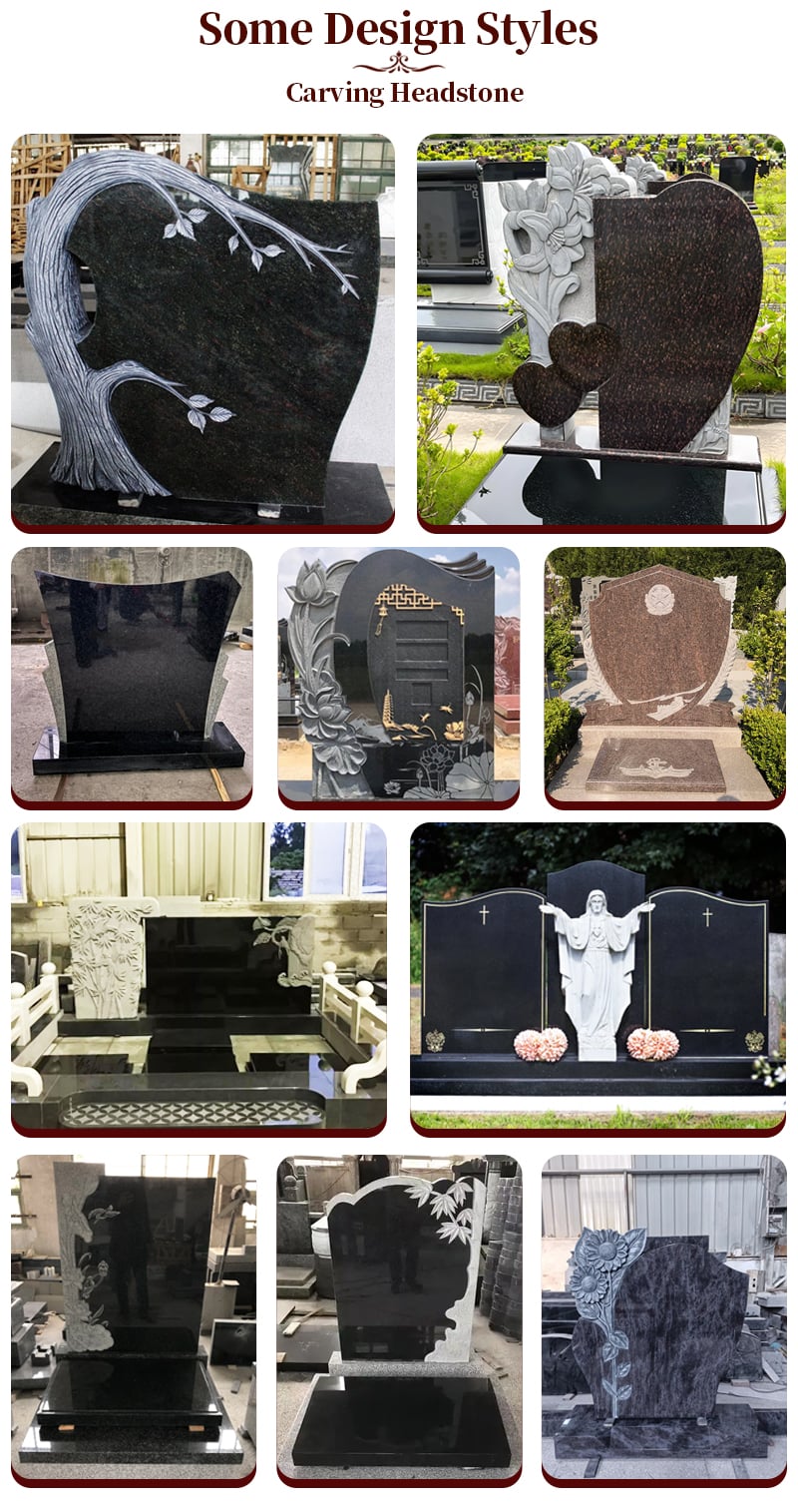 product british brown polished granite memorial tombstone monument modern european design angel tombstone for cemetery use-11
