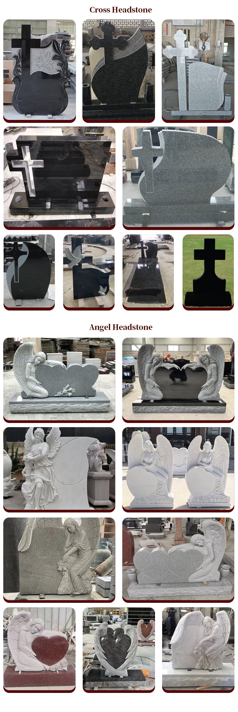 product british brown polished granite memorial tombstone monument modern european design angel tombstone for cemetery use-12