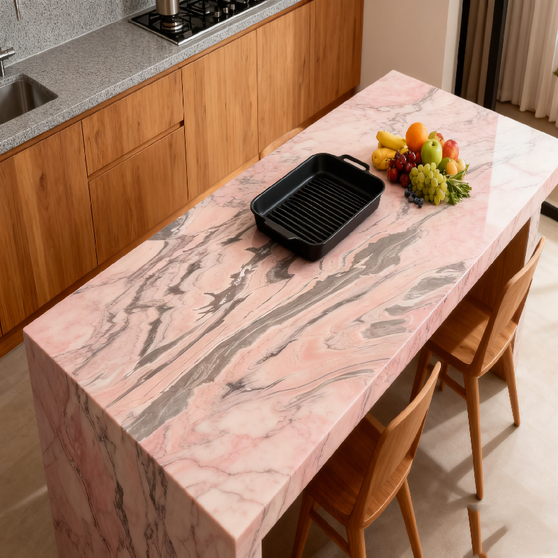 product pink rosa aurora marble modern dining coffee table low plinth eco friendly waterproof luxury natural customized side table-7