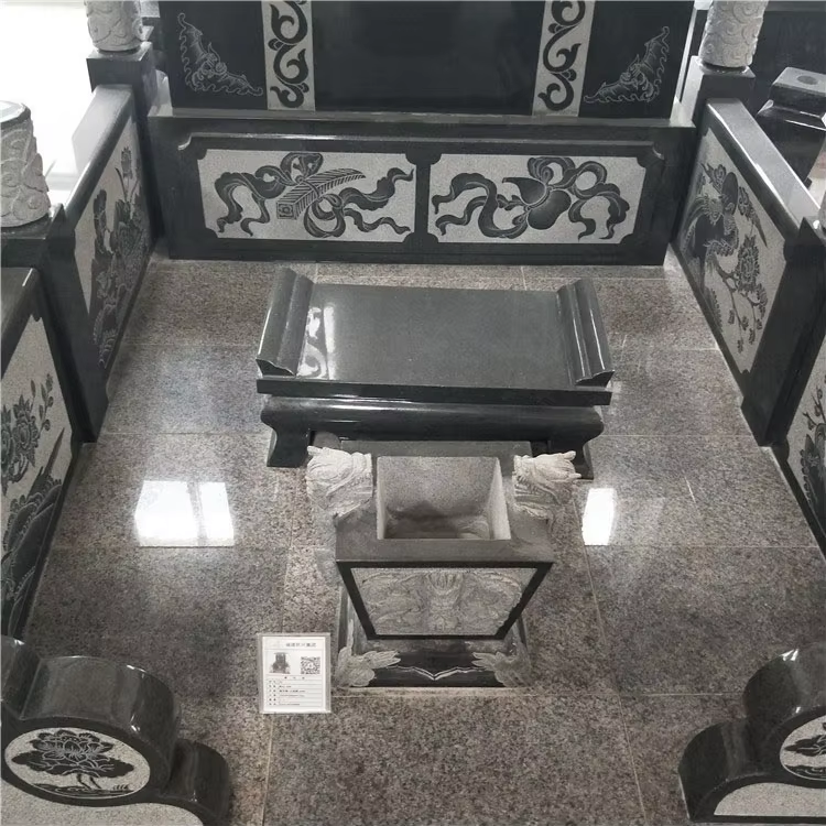 product modern luxury style hand carved black and grey granite cemetery monument wholesale stone tombstone memorial monument-1