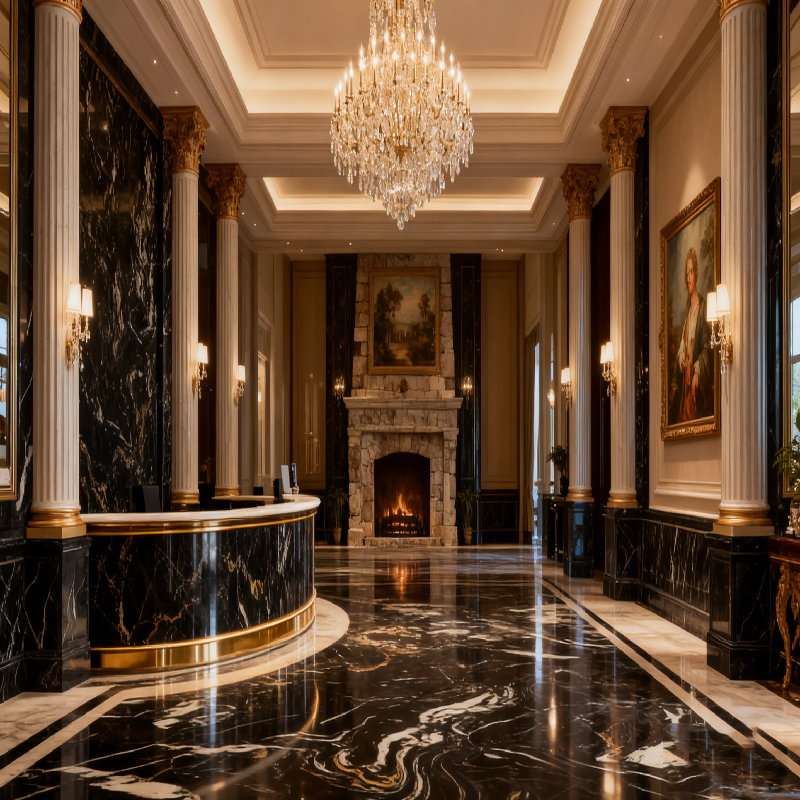 product natural stone absolute black marble slab floor tiles modern polished waterproof villa indoor flooring with 1 year warranty567-1