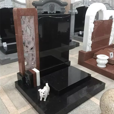product china modern european black and red granite memorial monument tombstone gravestone-1