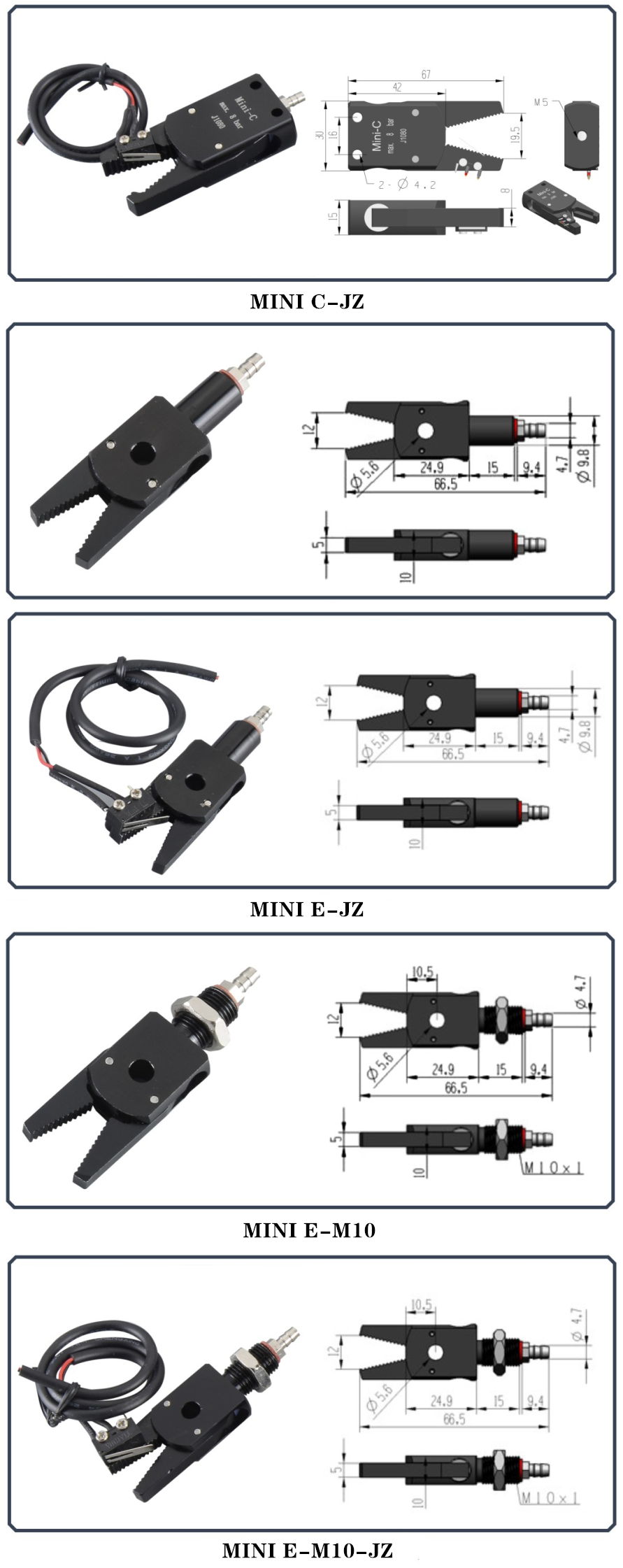 Star special nozzle clamp gr04.100j1060 manipulator Mini pneumatic nozzle clamp mini-a/b/e/c details