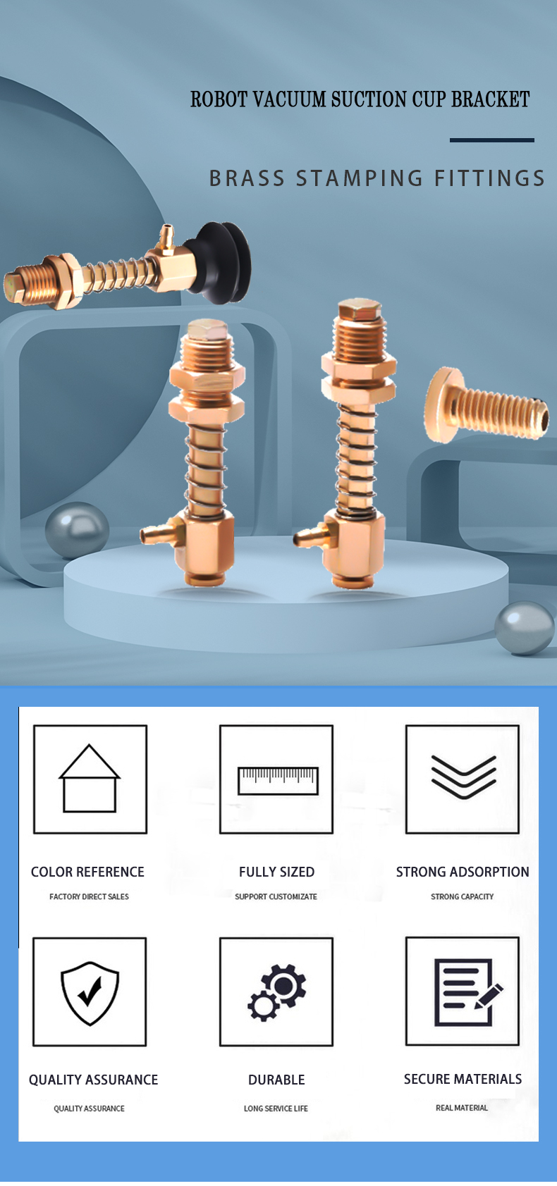 Brass M14-L53/L68 holder with universal mount silicone suction cup support types of brackets hardware details