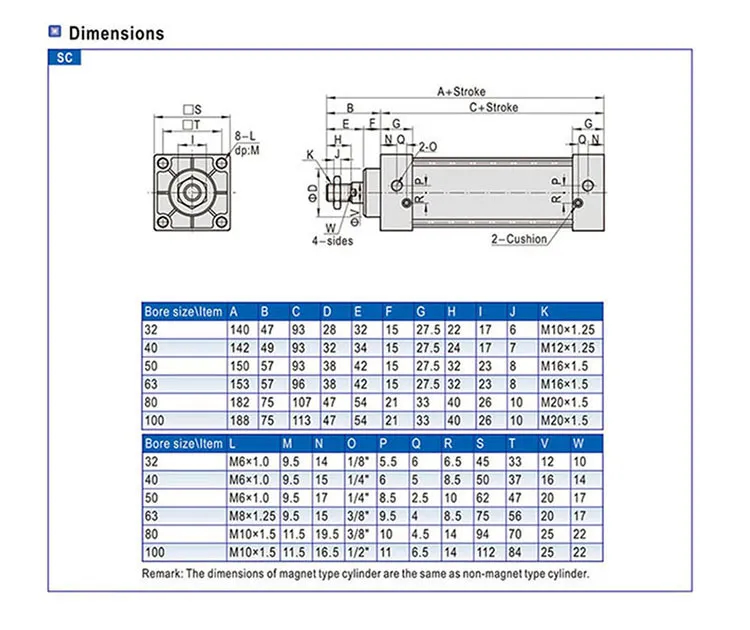 SC Standard Cylinder Double Acting Standard Telescopic Adjustable Stroke Pneumatic Cylinder supplier