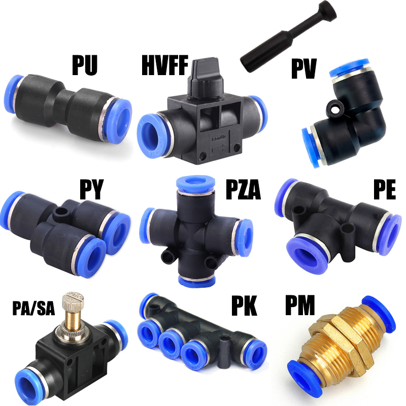 Pneumatic Fitting Manufacturer Plastic Pneumatic Parts BSP Thread Quick Push in Air Pipe Connector hose fitting factory
