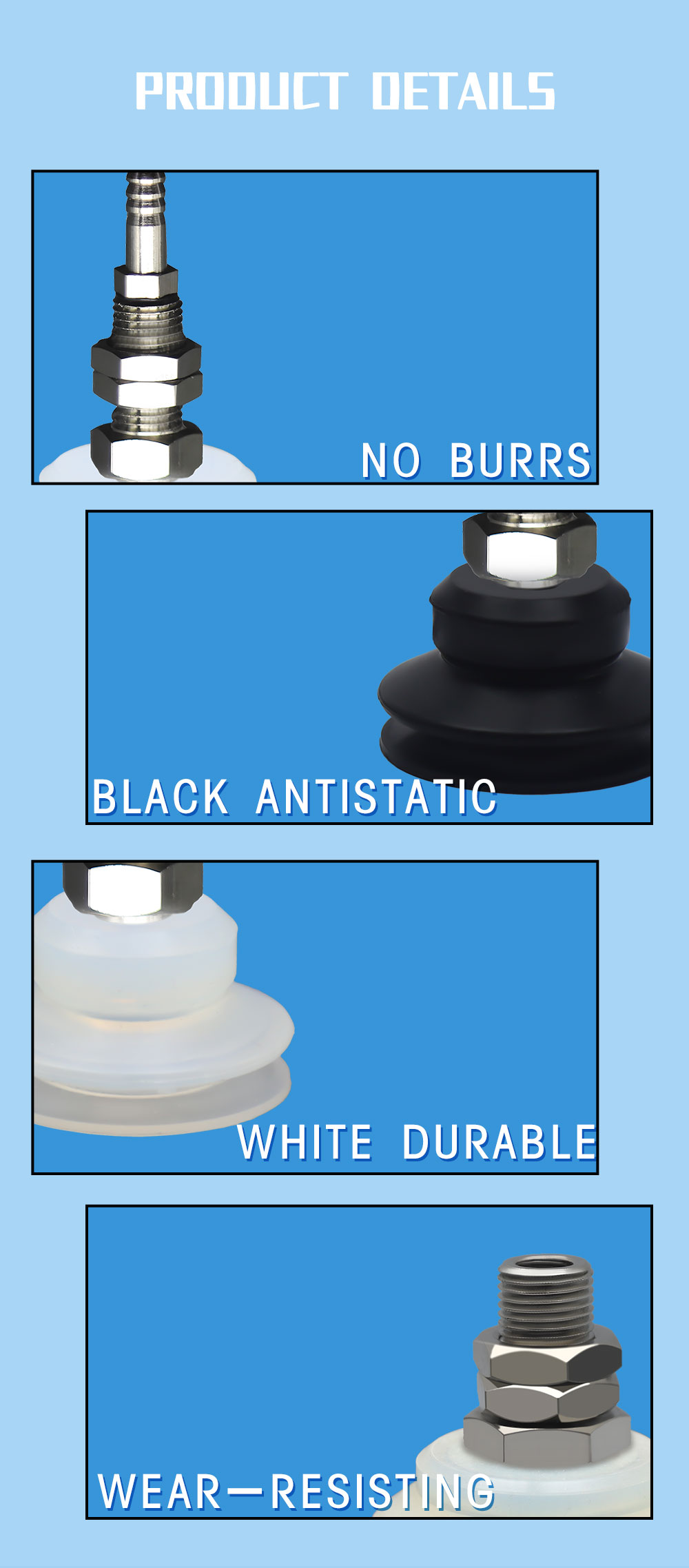 pneumatic fittings industrial M40 marble heavy duty 40mm small twist suction cup details